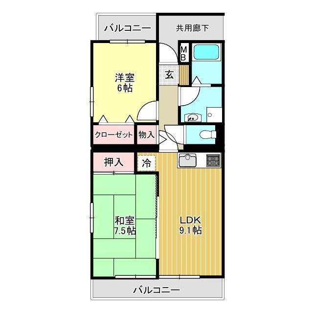 セレーノU(2LDK/3階)の間取り写真