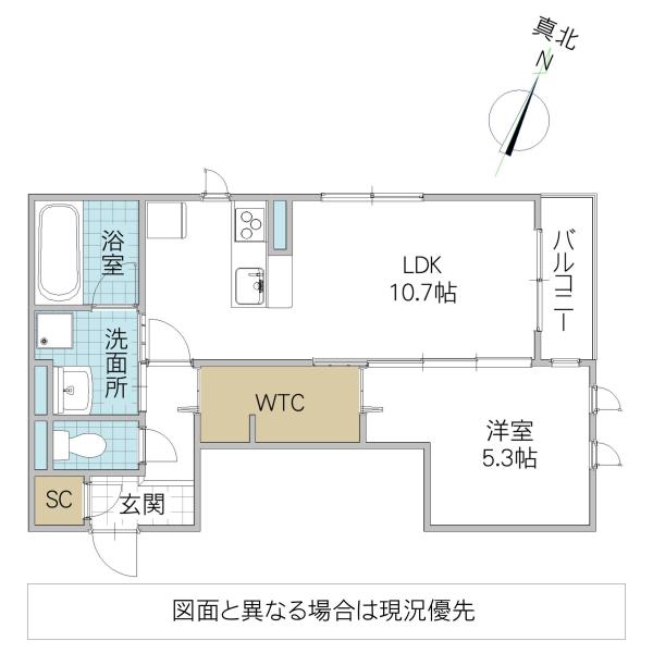 レーヴ・ウェル松代(1LDK/3階)の間取り写真