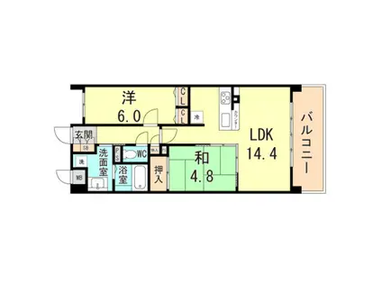 ワコーレヴィータ森北町(2LDK/1階)の間取り写真