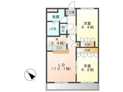クレスト(2LDK/2階)の間取り写真