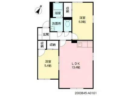 コートビレッジ後藤 A棟(2LDK/1階)の間取り写真