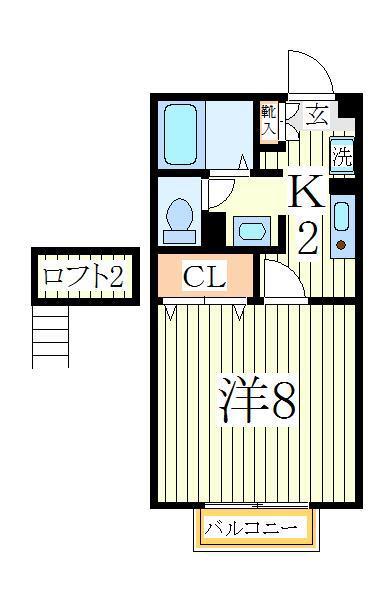 セジュールSA(1K/2階)の間取り写真