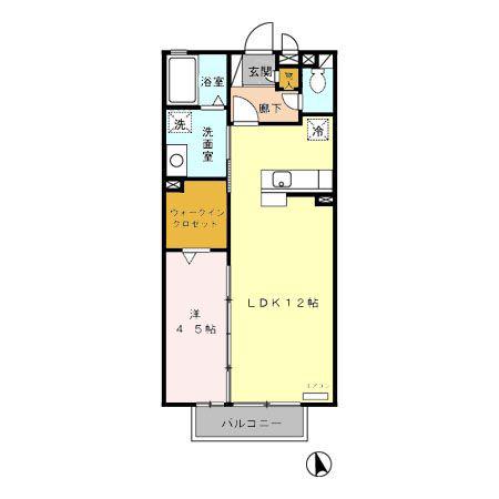 リビングタウン下新北町(1LDK/2階)の間取り写真
