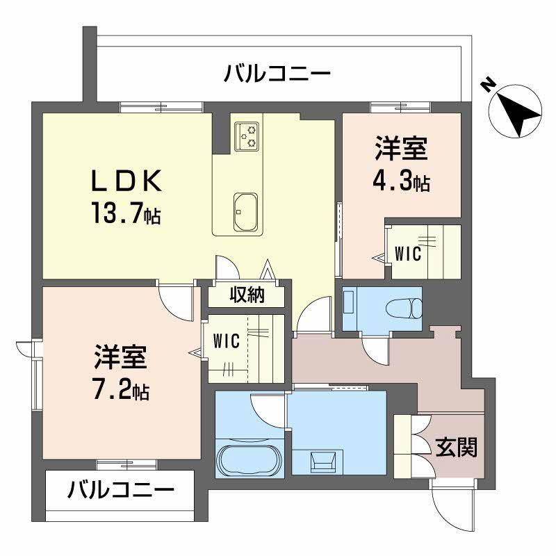 ベラ ルーナ(2LDK/3階)の間取り写真