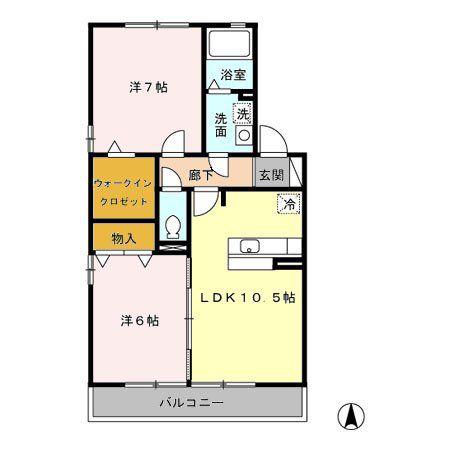 グランメールA/B/C(2LDK/1階)の間取り写真