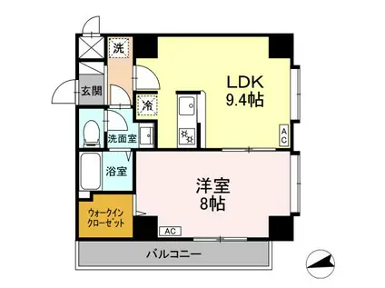 ボンヌール菊野台(1K/3階)の間取り写真