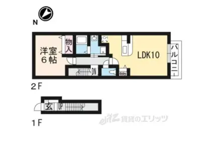 ソレイユカヤノ(1LDK/2階)の間取り写真