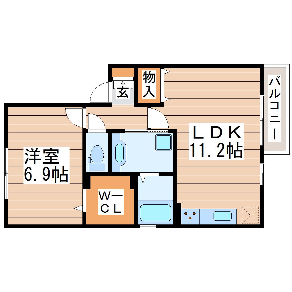 ラフィネ リジェール(1LDK/1階)の間取り写真