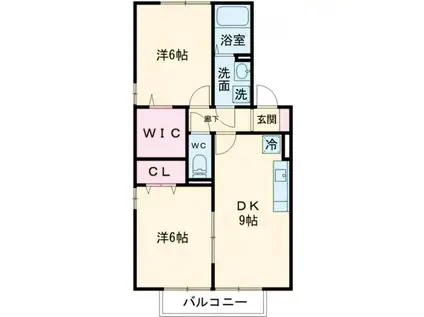 ウィルモア松山(2DK/2階)の間取り写真