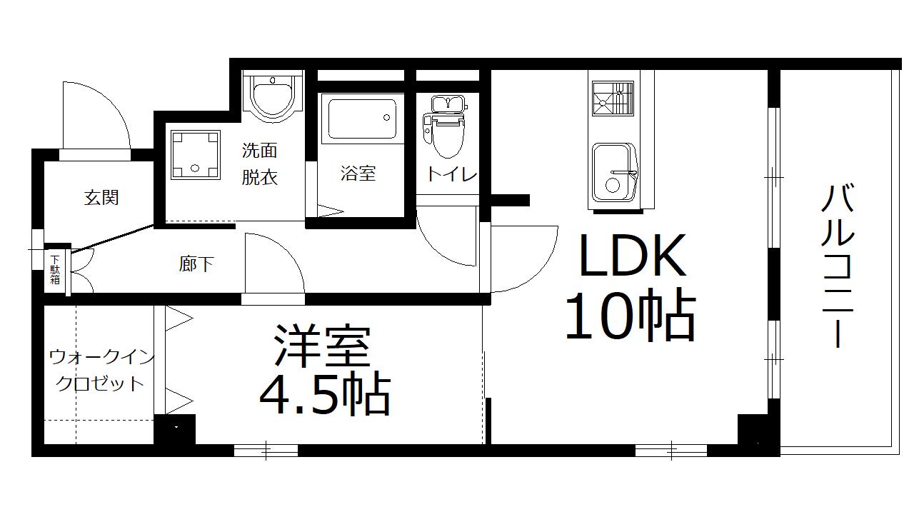 ヴィアージェ南観音(1LDK/3階)の間取り写真