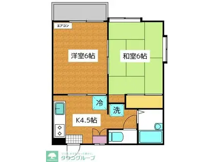 トゥフレ参番館(2K/1階)の間取り写真