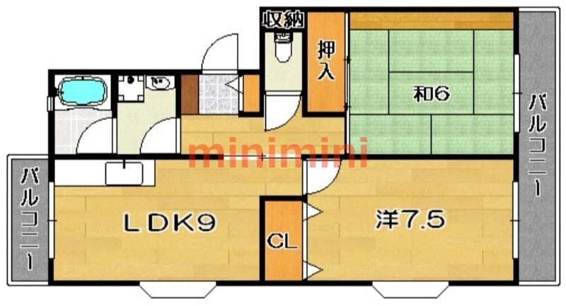 サニーコートII(2LDK/3階)の間取り写真
