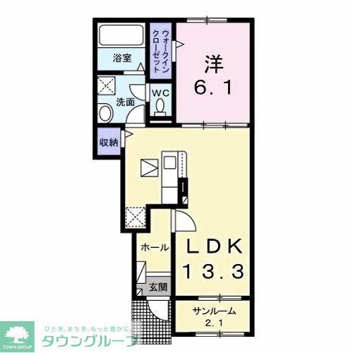 レジデンス フジ B(1LDK/1階)の間取り写真