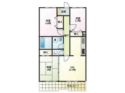 パークハイム里吉(3LDK/2階)の間取り写真