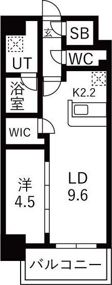 メイクスアート名駅ウエスト(1LDK/1階)の間取り写真