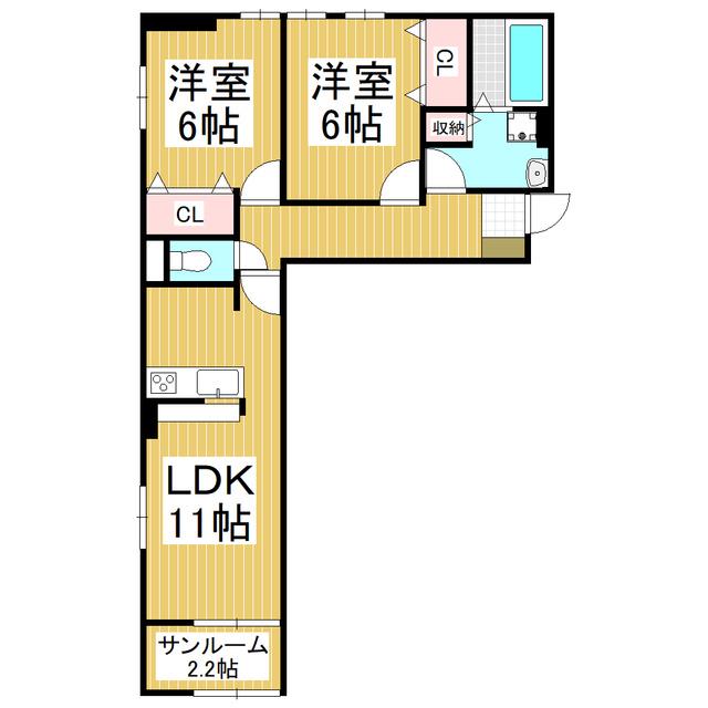カトレアA(2LDK/1階)の間取り写真