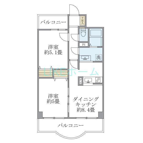 西船橋スクエアガーデン(2DK/4階)の間取り写真