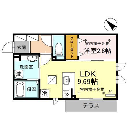 SELKAMEREN(1LDK/1階)の間取り写真