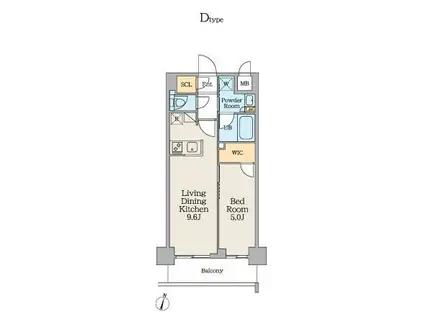 クレストコート中板橋(1LDK/3階)の間取り写真