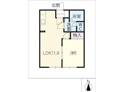 コーポシャイニング(1LDK/1階)の間取り写真