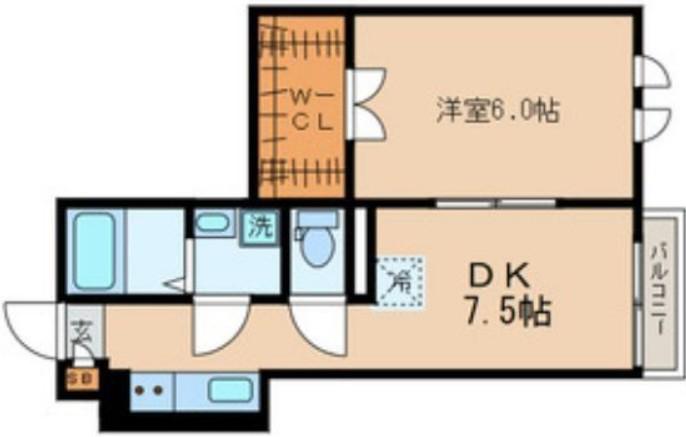 リバーサイド翠(1DK/2階)の間取り写真