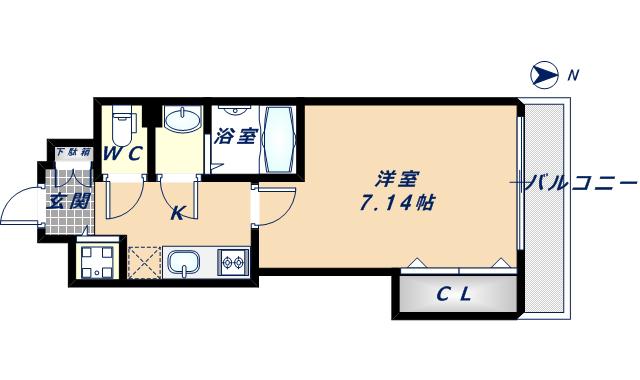 ラグゼ布施駅前(1K/6階)の間取り写真