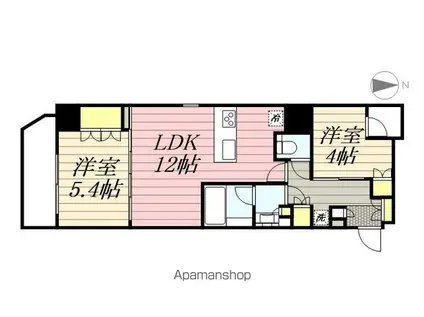 クレストコート新宿山吹町(2LDK/4階)の間取り写真