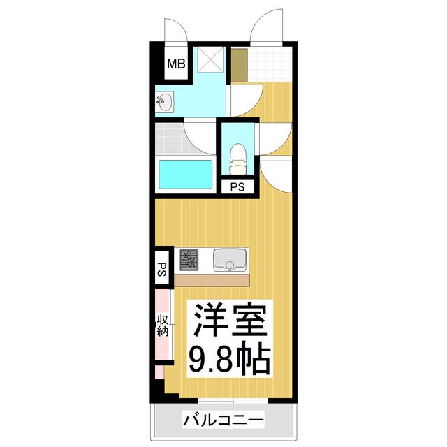 MS イースト(ワンルーム/3階)の間取り写真