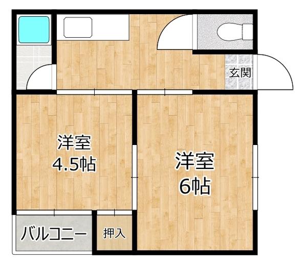 ピア西淀川B棟(2DK/5階)の間取り写真