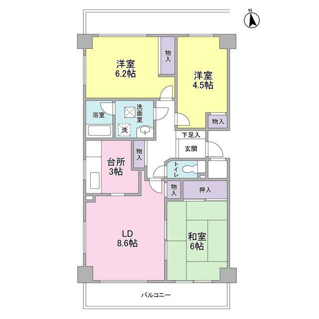 ファーサ宮崎台(3LDK/5階)の間取り写真