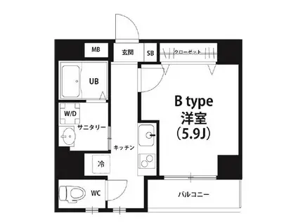 リブリ・上野(1K/2階)の間取り写真