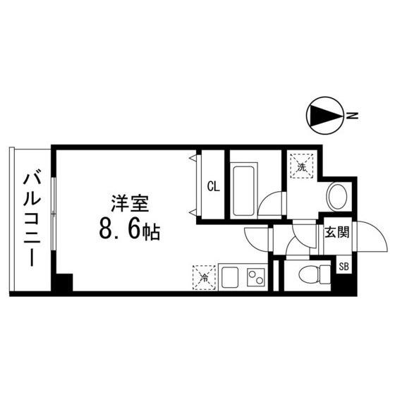フォートレジデンス小田原弓ノ町(1K/4階)の間取り写真