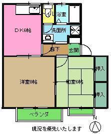 コーポフローラ(2DK/2階)の間取り写真
