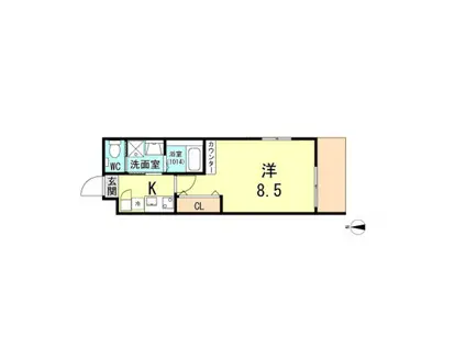 ワコーレヴィータ西宮ウエスト(1K/3階)の間取り写真