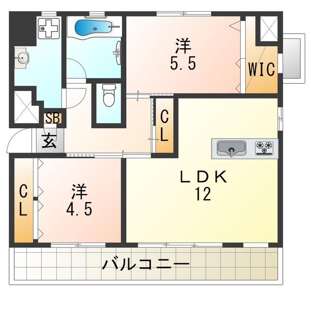 LOOP GRAND(2LDK/4階)の間取り写真