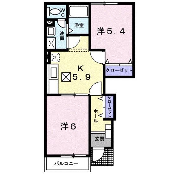 CROUD OOKUBO B棟(2K/1階)の間取り写真