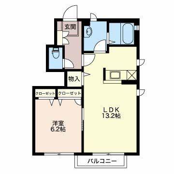 柿の木ハウス(1LDK/1階)の間取り写真