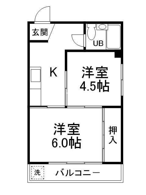 ドルミイシダ(2K/4階)の間取り写真