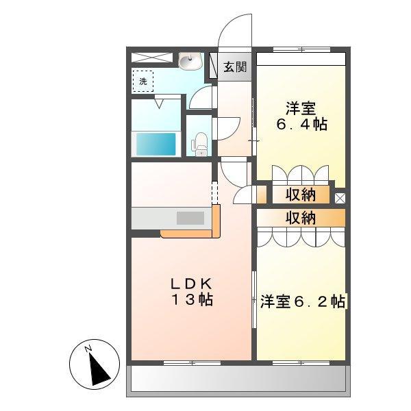 ミルキーウェイ(2LDK/1階)の間取り写真