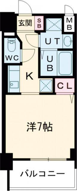 S-RESIDENCE浄心イースト(1K/6階)の間取り写真