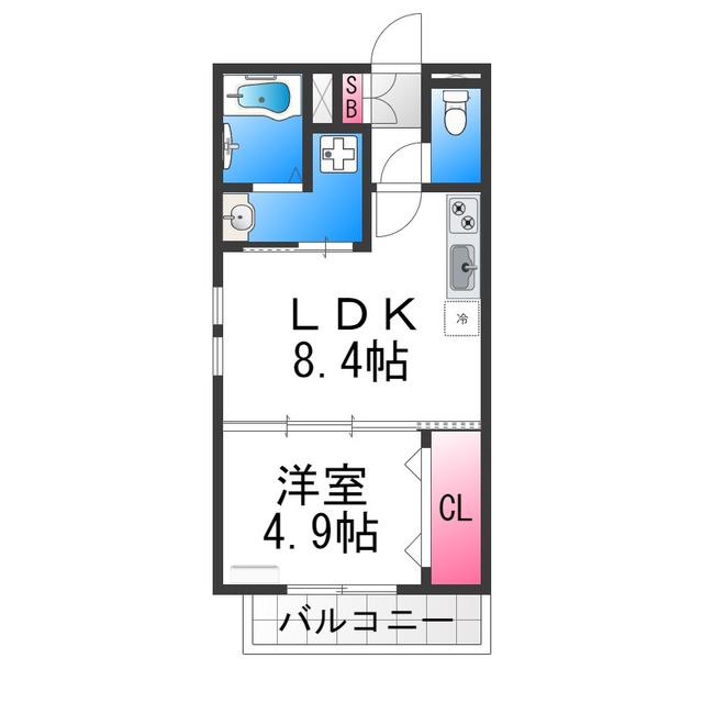 HAL中百舌鳥(1LDK/1階)の間取り写真