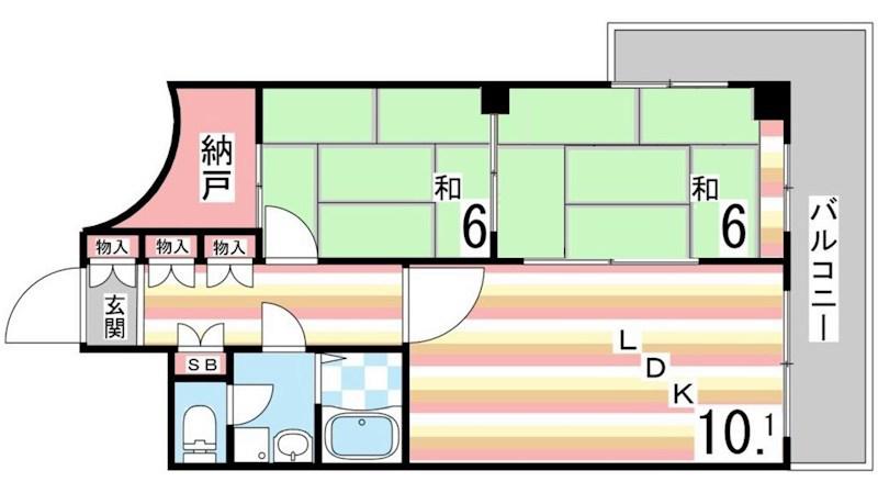 大倉山プレイス(2LDK/6階)の間取り写真
