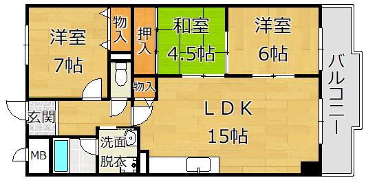 イーストハイム(3LDK/4階)の間取り写真
