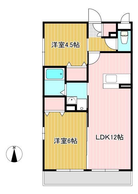 OTTSHIROII(2LDK/2階)の間取り写真