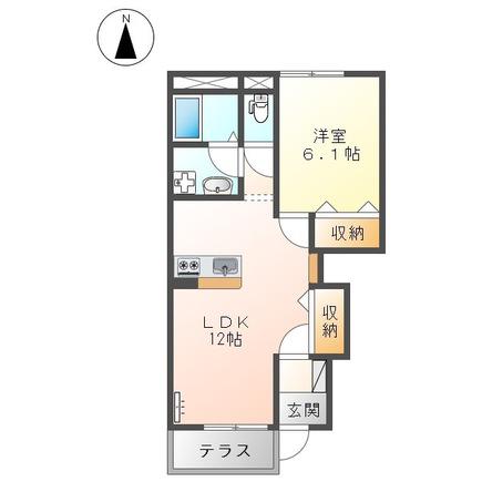 アンジェリーク(1LDK/1階)の間取り写真