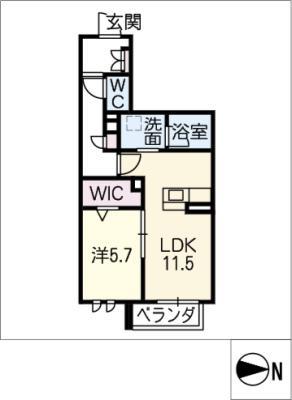 シャーメゾンY(1LDK/2階)の間取り写真