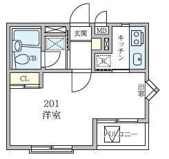 ピア信濃町(1K/2階)の間取り写真