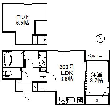 モアメゾン中央公園前(1LDK/2階)の間取り写真