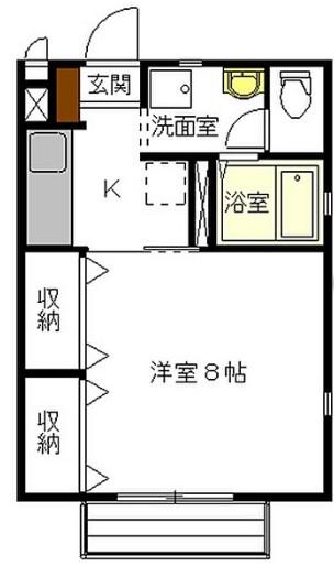 サングレース(1K/1階)の間取り写真