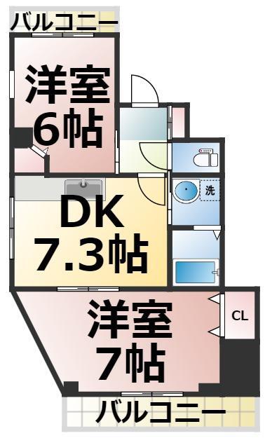 ワンコレクト神田(2DK/2階)の間取り写真